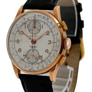 Vintage Precimax 37.5mm Men's Venus 170 Chronograph 18k Rose Gold Watch